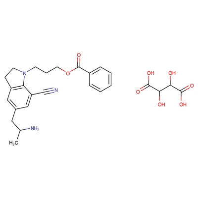 5-[(2R)-2-أمينوبروبيل]-1-[3-(benzoyloxy)بروبيل]-2،3-ثنائي هيدرو-7-كربونيتريل -1H-إندول (2R,3R)-2،3-ثنائي هيدروكسي بوتانيديوات
